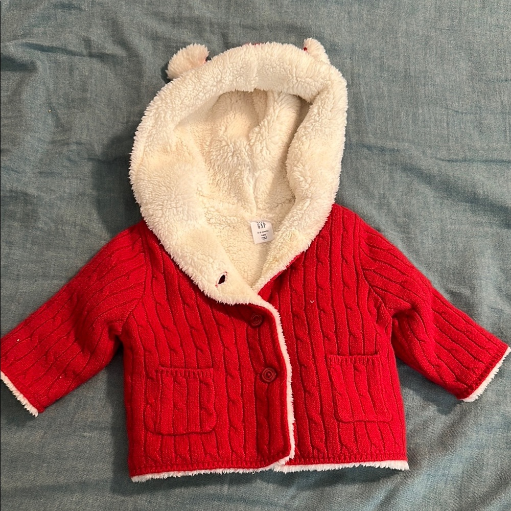 Red Hooded Baby Jacket with Ears Gap 0-3 month